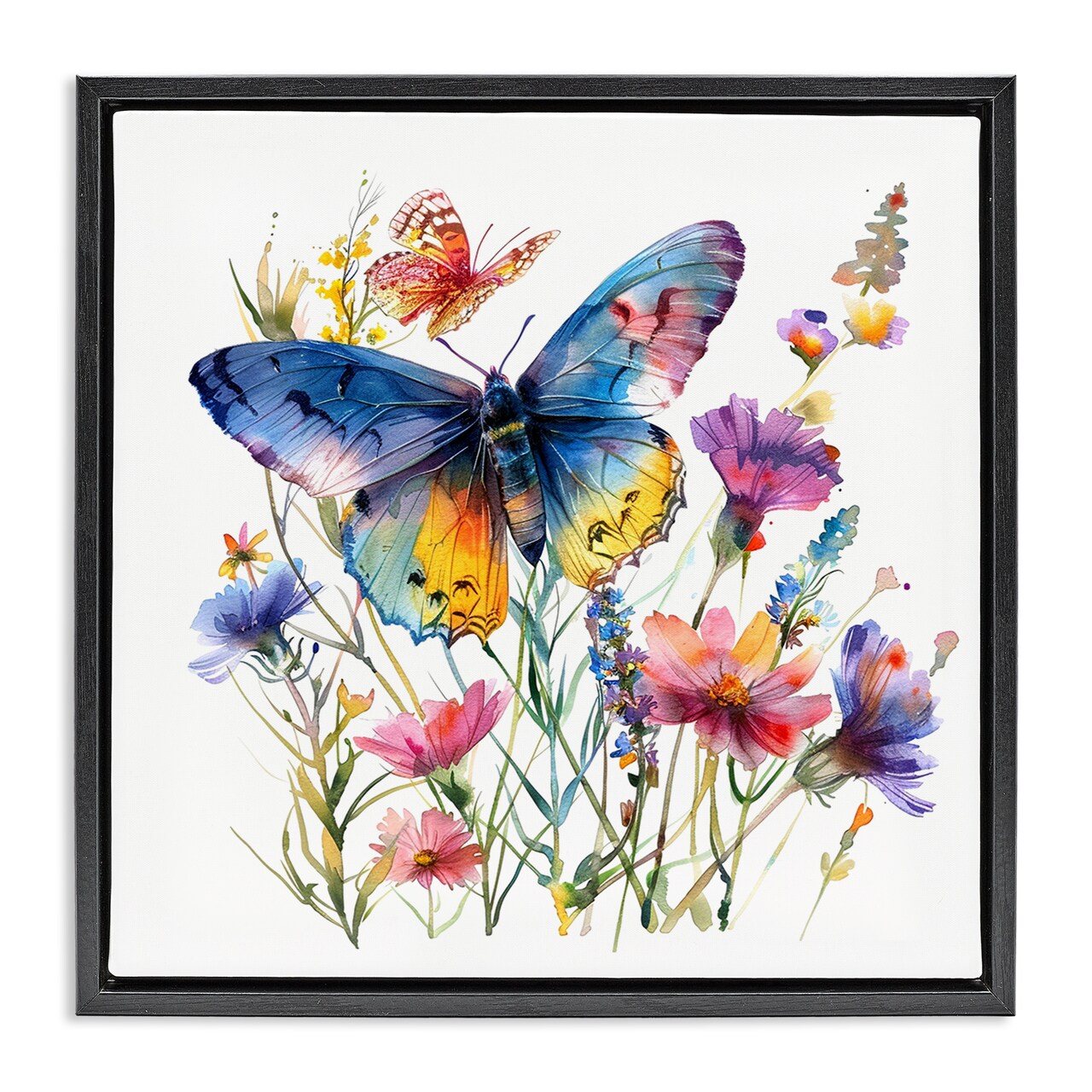 Stupell Industries Blue Toned Butterfly Garden Floater Framed Canvas Wall Art Design by LSR Design Studio